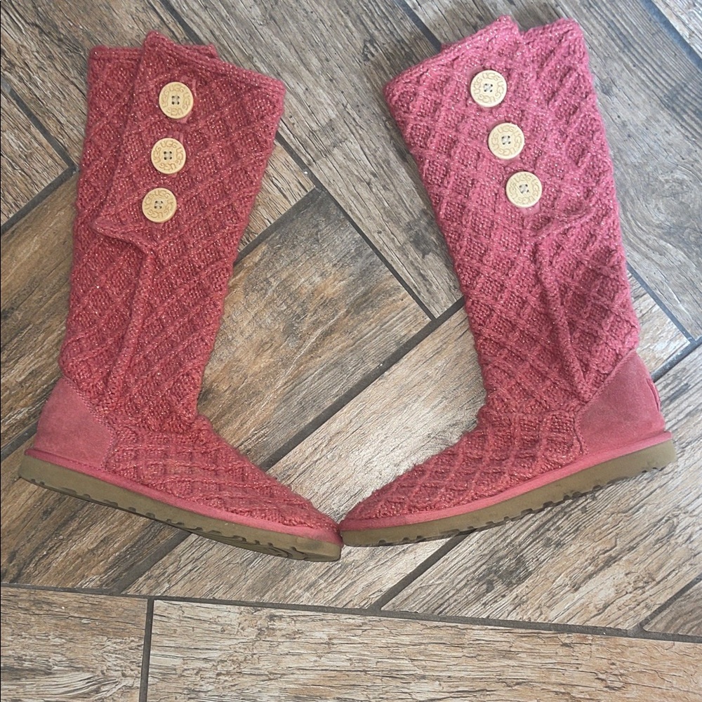 UGG Cardy Lattice Knit Button Boots 8